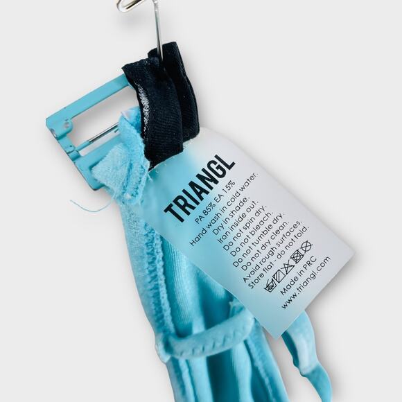 Triangl Velvet Velour Turquoise Blue Maci Bikini Top XS - Picture 8 of 11